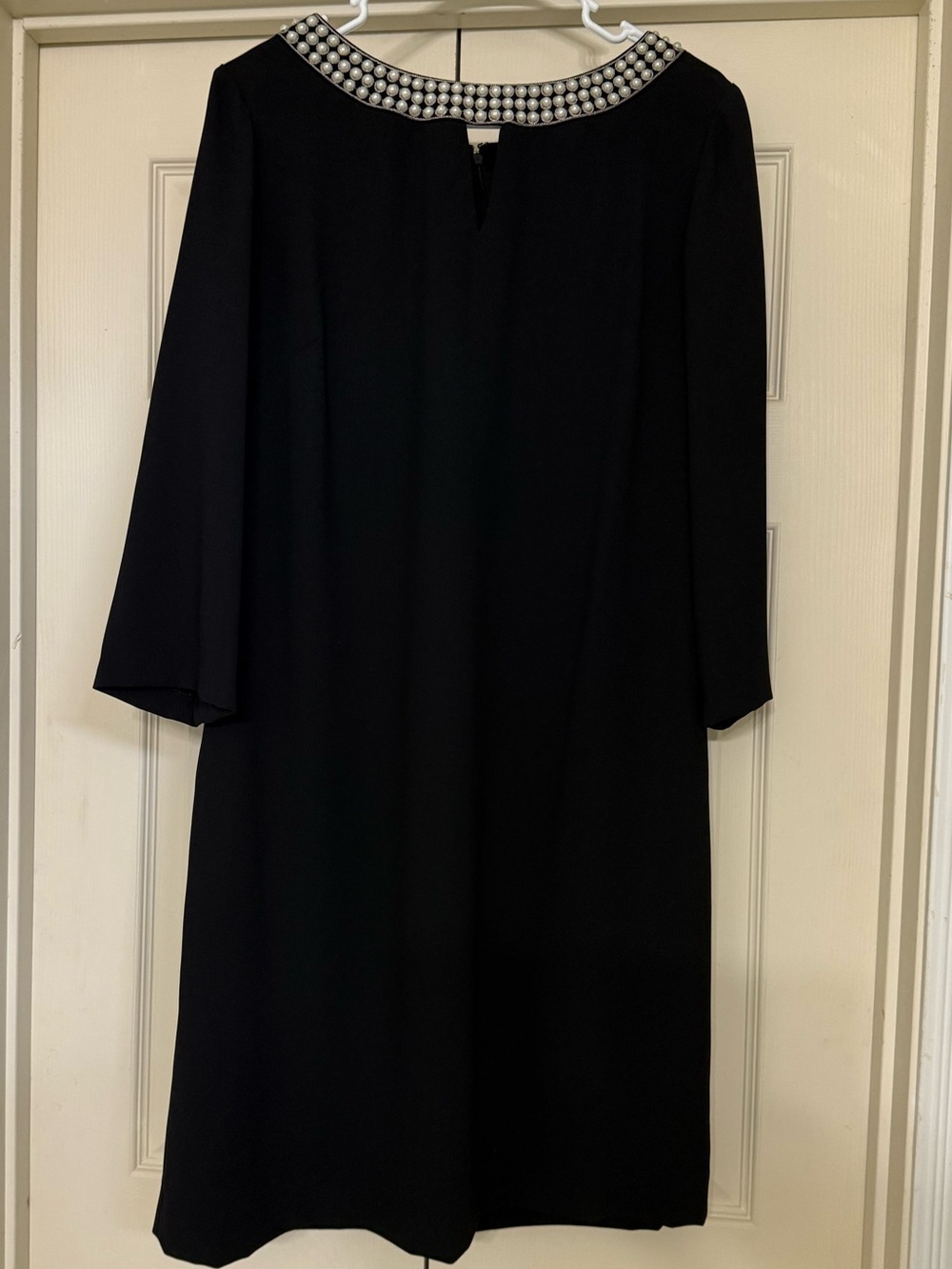 Tahari Black Shift Dress with Beaded Collar